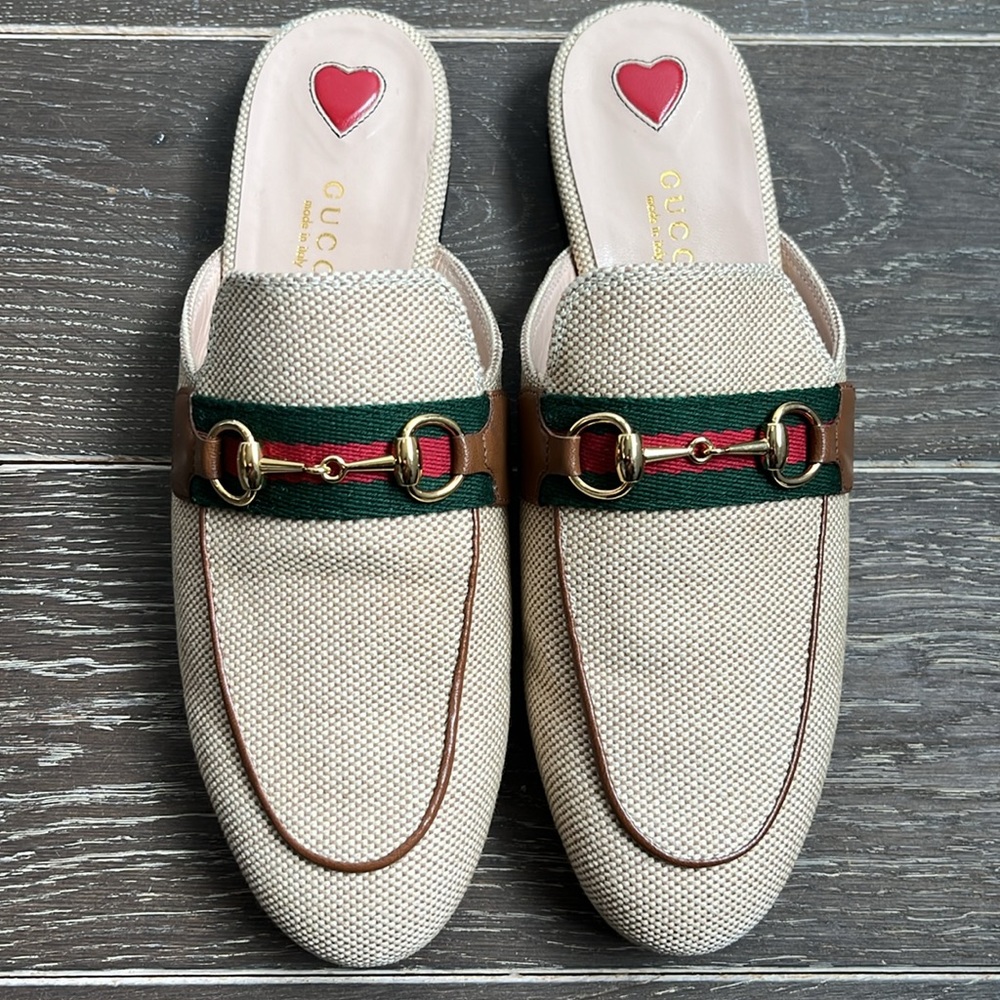 Gucci Princetown Mules In Canvas - image 5